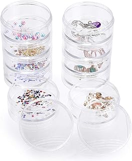 Hipiwe 2 Packs 5 Slot Clear Plastic Round Storage Jars - Art Craft Acces...