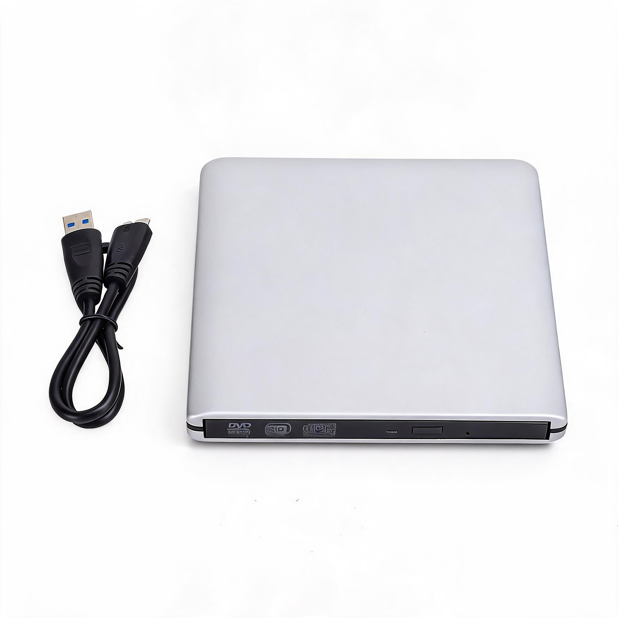 Lecteur DVD externe USB 3.0 en aluminium argenté haute vitesse