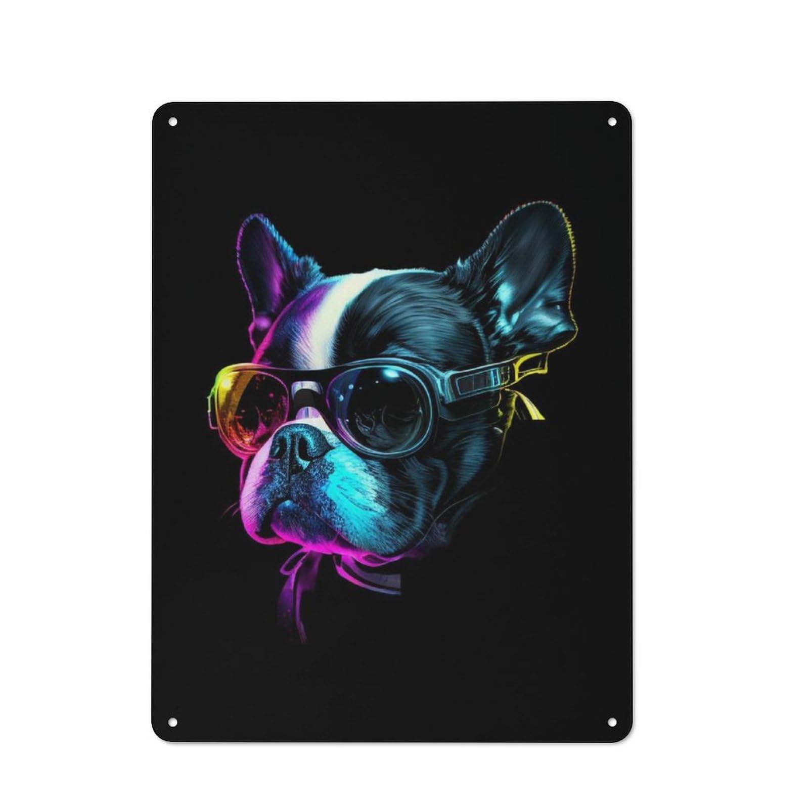 Junmoney Boston Terrier Printed Metal Sign 40X30cm For Living Room Or Hallway, A Decorative Christmas Gift For Living Room Decor Lovers