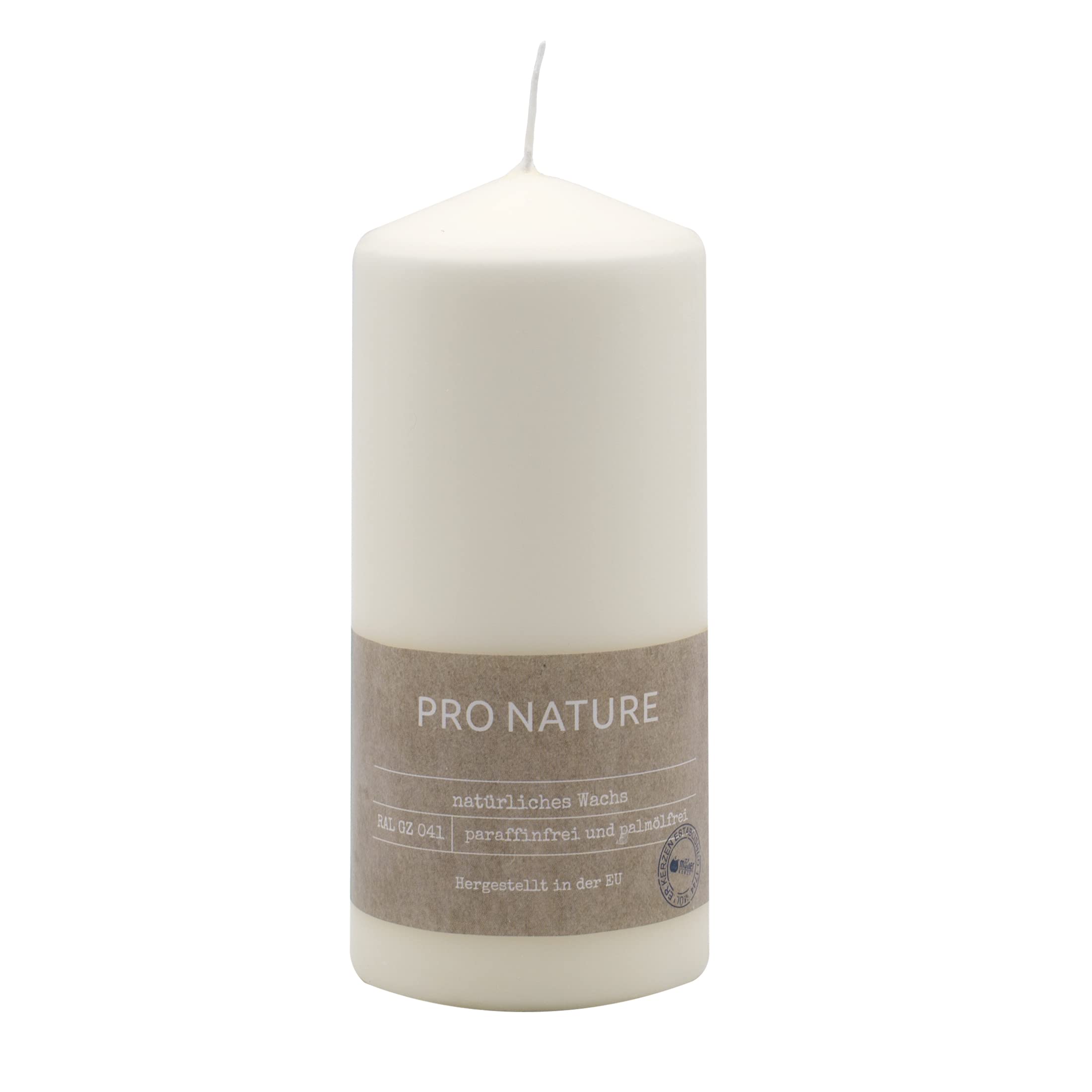 Müller Kerzen PRO NATURE Candele Avorio - Set di 6 Candele Steariche - 6,8 x 15 cm - Durata 32 Ore - Cera Naturale Senza Paraffina e Olio di Palma - Non Profumate - Qualità RAL