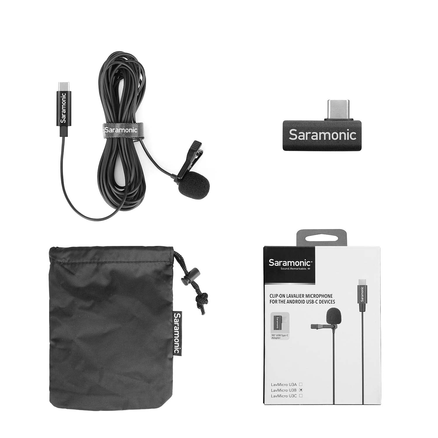 Saramonic Microfoni LavMicro U3B, Plug & Play Microfono Lavalier omnidirezionale per smartphone, tablet dispositivi USB-C, ideale per vlogging, riprese, registrazione, live streaming (236,22 ″)