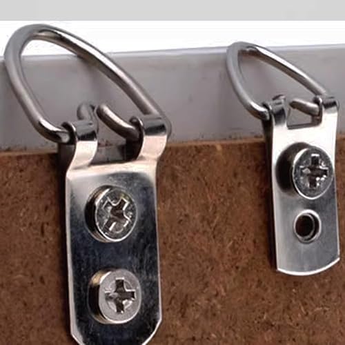 Miniatura 3 de Paquete de 50 ganchos de fotos resistentes con anilla en D con tornillos, 2 agujeros, cierre de marcos de fotos de metal para colgar espejo, reloj,