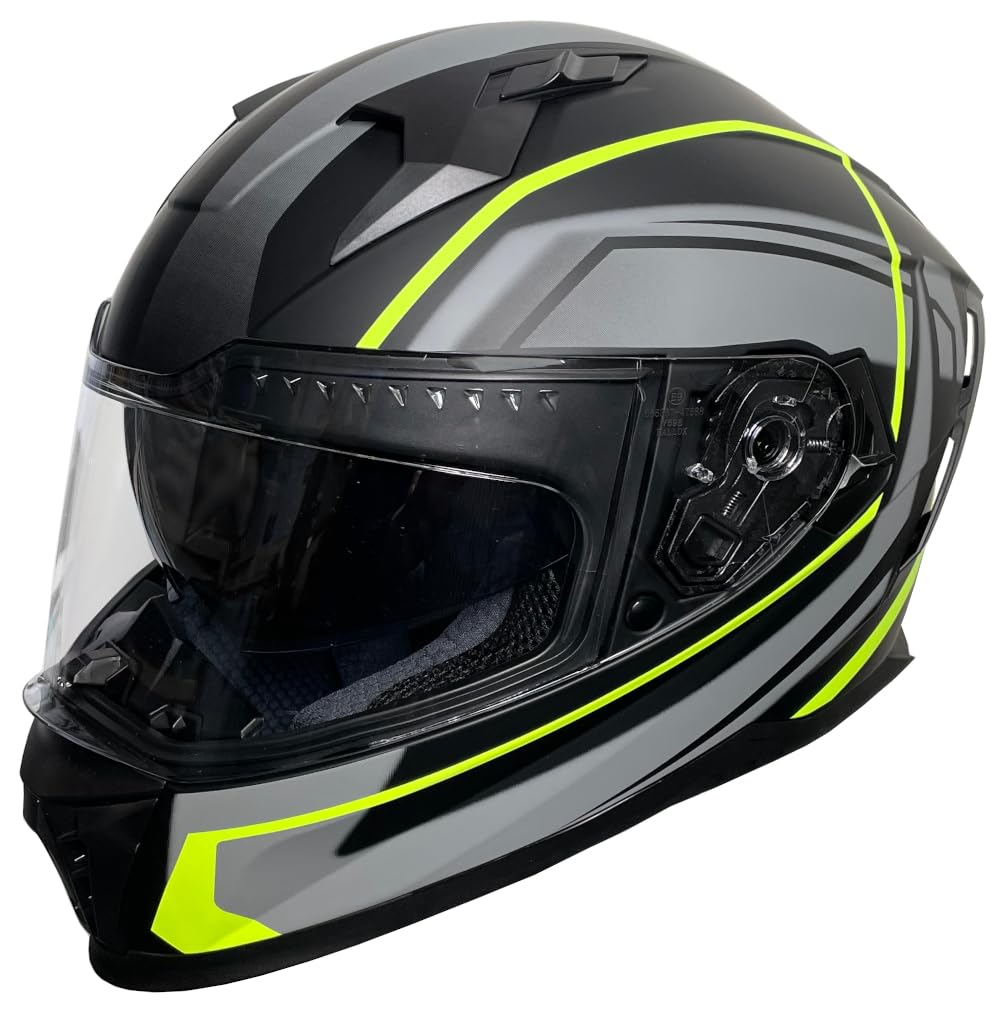 Integralhelm Helm Motorradhelm RALLOX 69-G neon schwarz matt mit Sonnenvisier Größe S M L XL