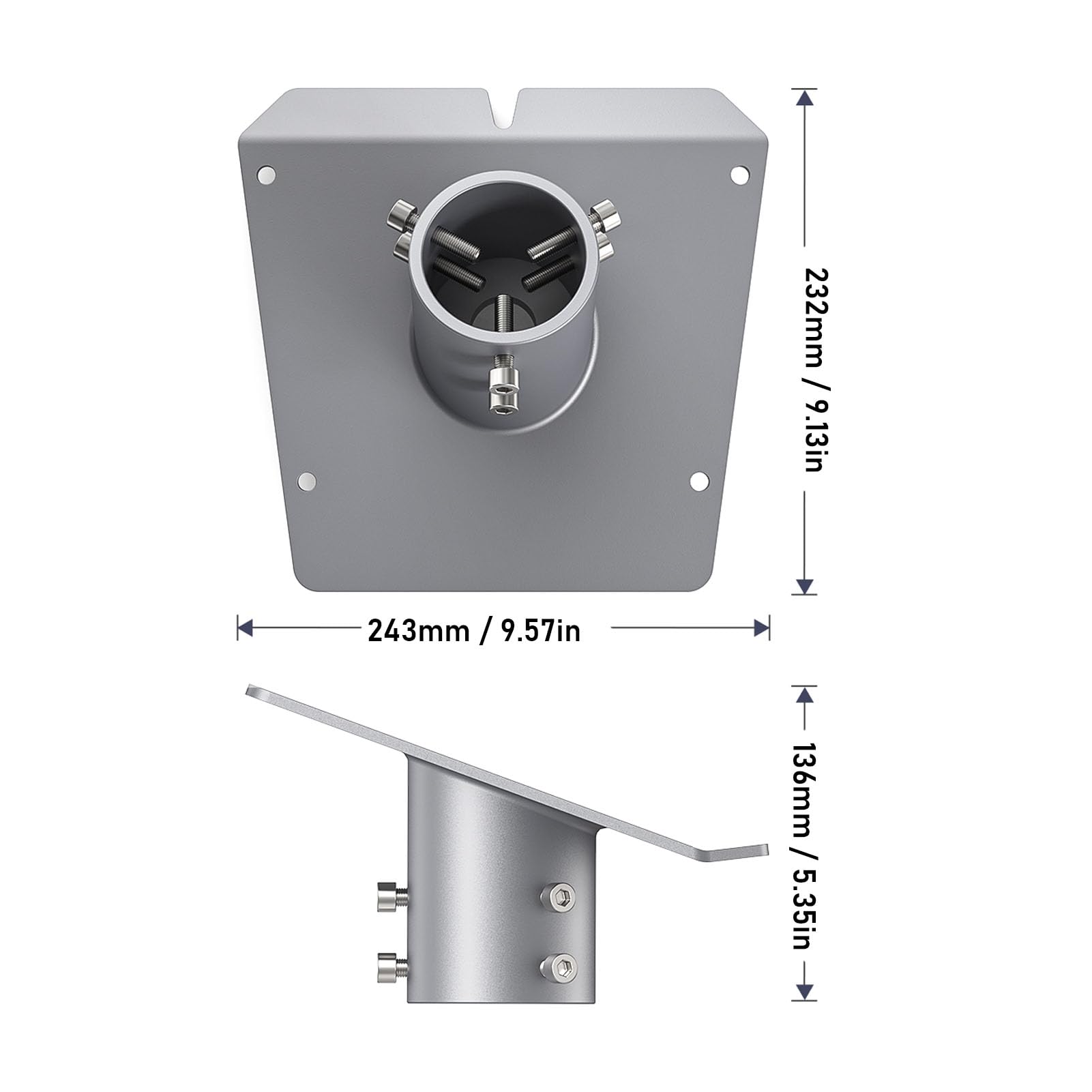 Montaje Adaptador de Tubo Ajustable de 1 a 2,4 Pulgadas | Compatible Gen3, inclinación giratoria de 360°, suelo de pared de techo, instalación con llave hexagonal