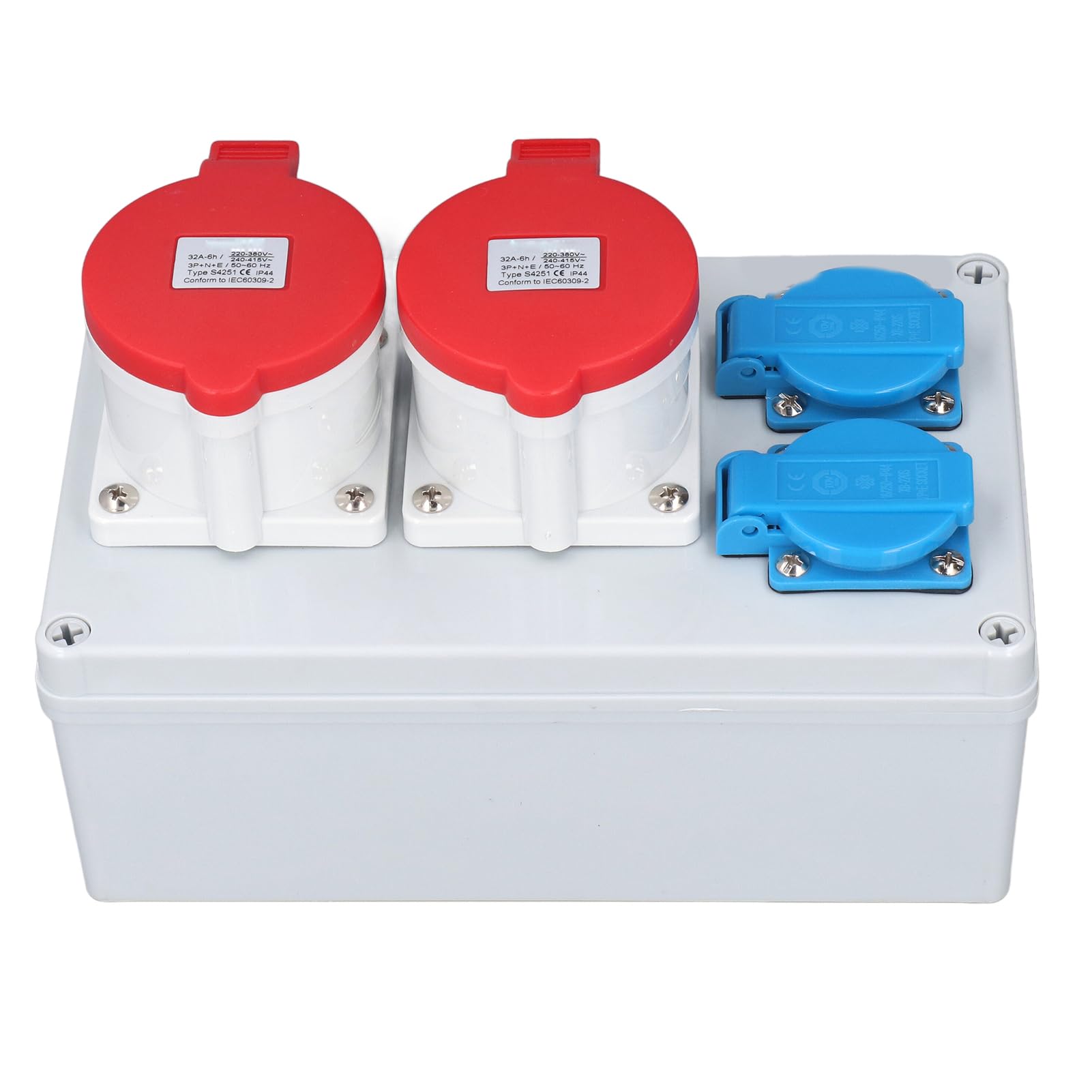 Generic Distributeur de Prise Murale Robuste CEE, étanche IP44, pour Garages, Applications Extérieures, avec 2 Prises AC 250V 16A et 2 Prises 5P 32A