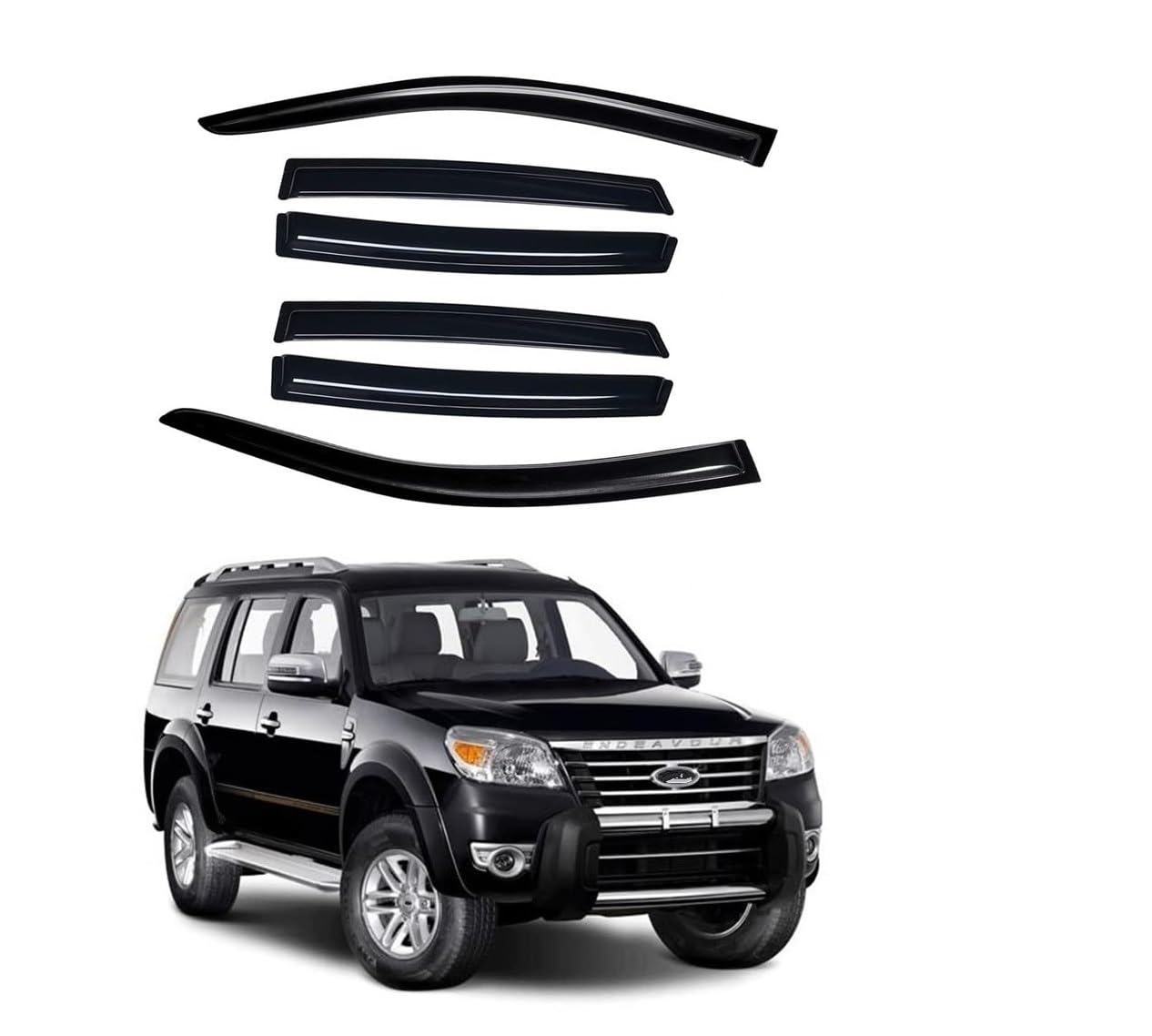Unbreakable Door Visor/Wind Deflector/Rain Guard Compatible for Endeavour (2007 to 2015) Type 2 (Set of 6pc)