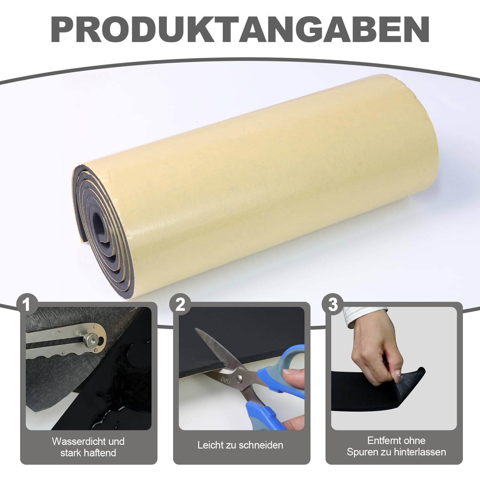 Neoprene foam sheet self-adhesive 300mm x 12mm x 1.5m roll soundproofing