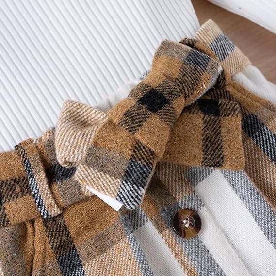 Baby Girl Skirt Outfit Long Sleeve Ruffle Shirt Top Mini Skirt Set Knitted Cotton 2Pcs - Image 5