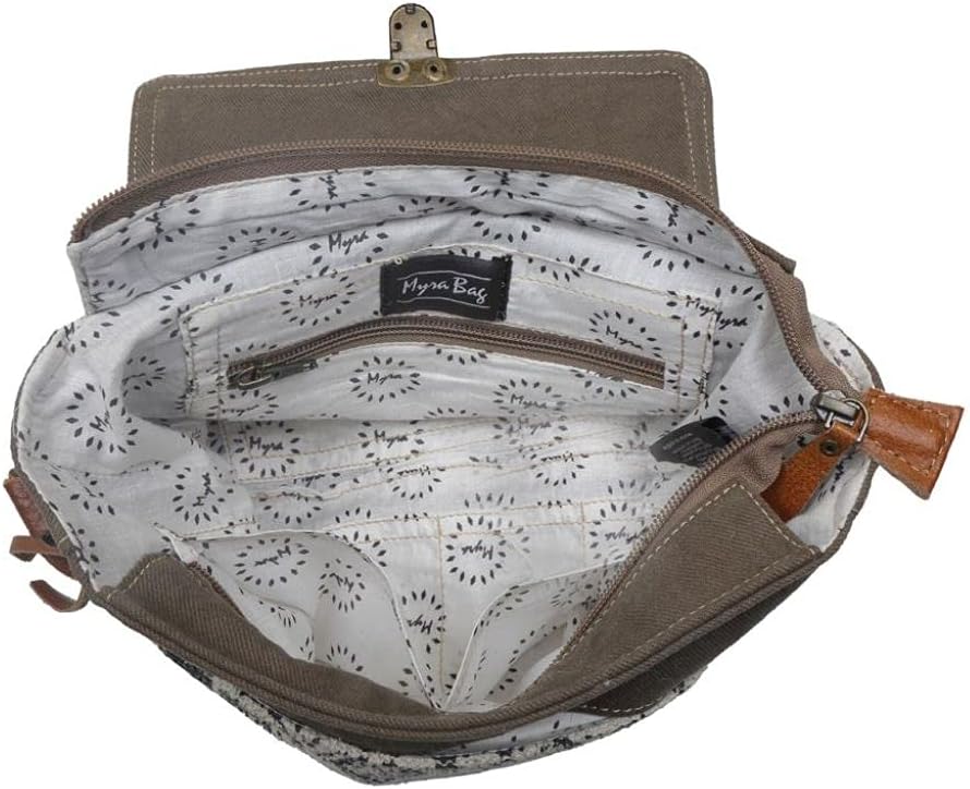 Myra Bag Spell Bound Messenger Bag Upcycled Cotton & Leather S-2875 - Image 7