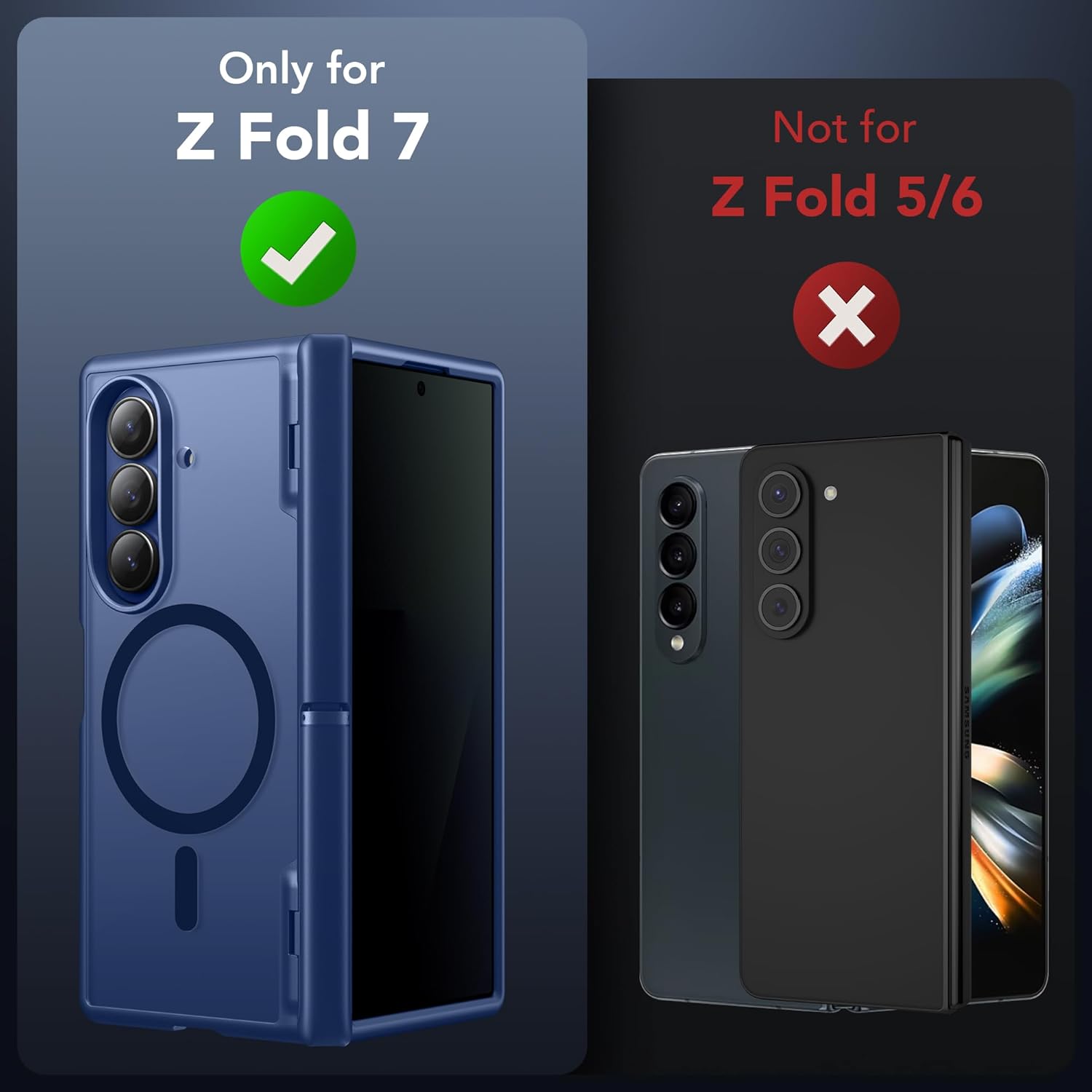 MOBOSI Magnetic for Z Fold 7 Case with Privacy Screen Protector, Samsung Galaxy Z Fold7 Cover[Compatible with Magsafe & Full Body Hinge Protection] Shockproof Phone Cases for zfold 7, Deep Blue