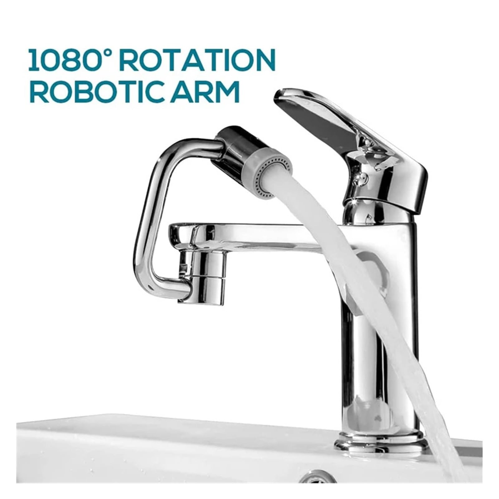 Grifo Giratorio Universal De Acero Inoxidable 1080 °, Brazo Robótico, Extensión Giratoria, Aireador, Extensor Cocina Bien Hecho(Single mode)