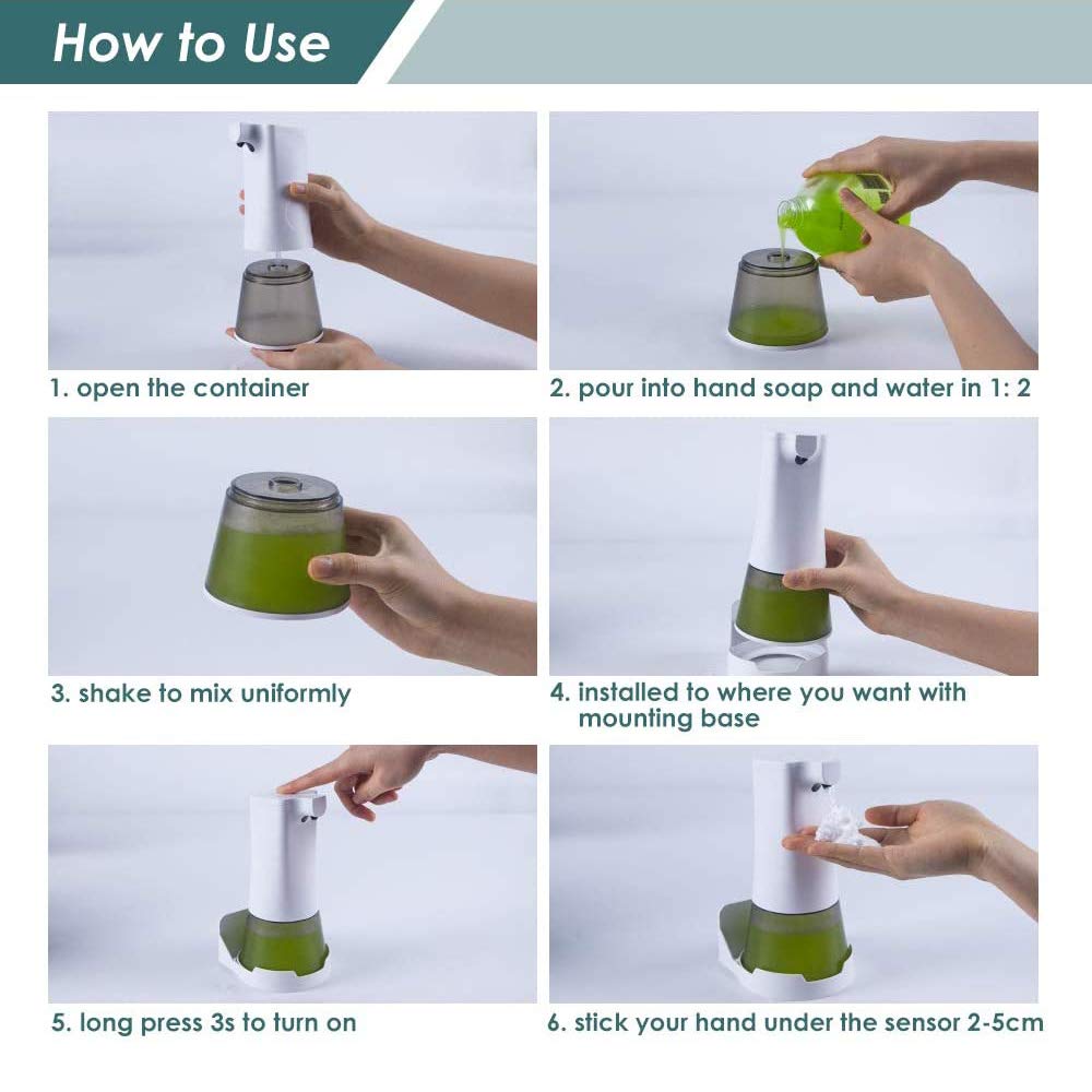 Fayelong Dispenser di Sapone per Mani Senza Schiuma con Sensore Automatico di Erogatore di Sapone Senza Set per Lavello del Bagno della Cucina (Tipo: Carica USB)