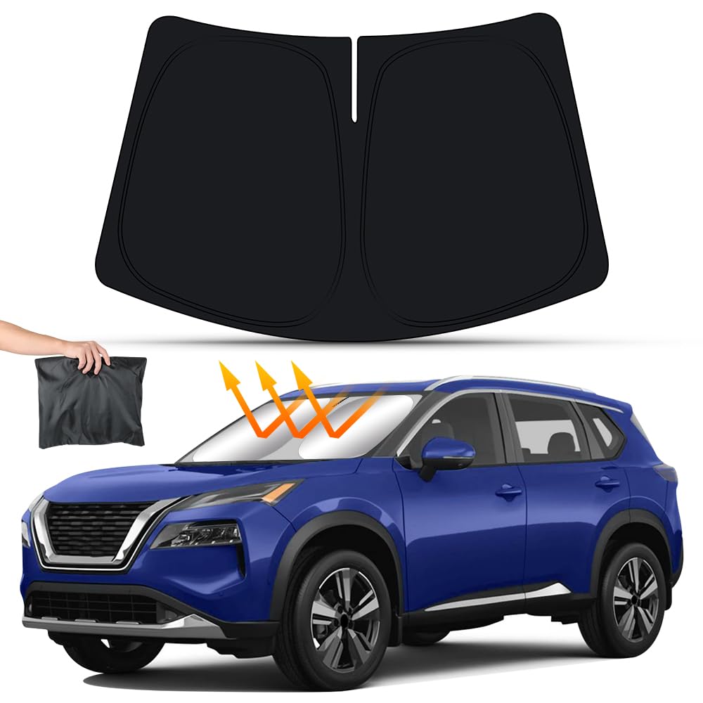 Photo 1 of LUNQIN Car Sun Shade for Nissan Rogue 2021 2022 2023 2024 2025 2026 Auto Interior Accessories Front Windshield Sunshade Foldable Insulation Reflective Protector Parasol Window Curtains Cover Visor