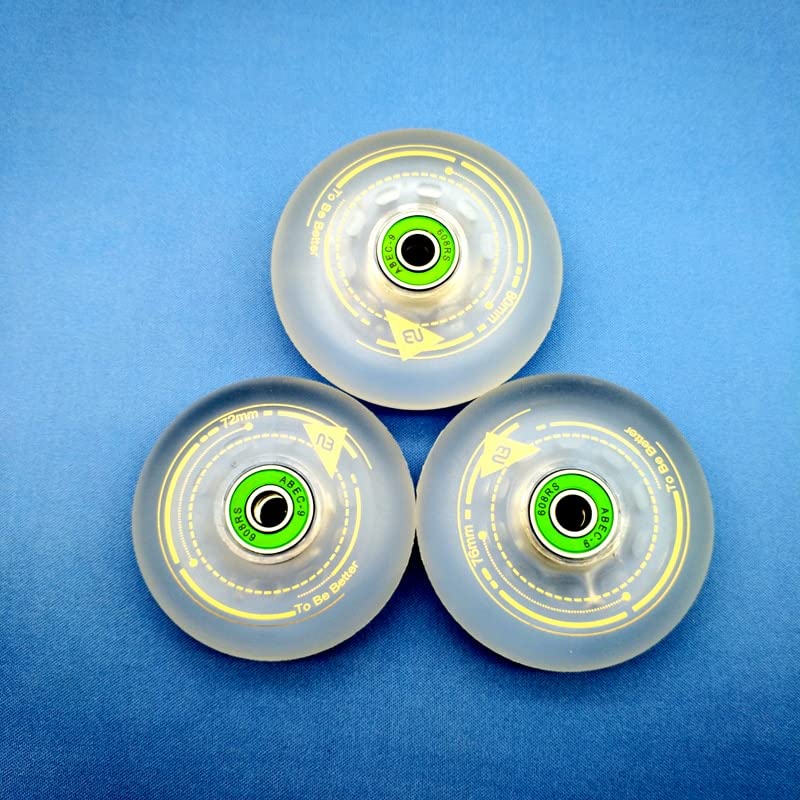 Lumineux Skateboard Roues 8 pièces Roue de Patin à roulettes Roue en Ligne Anti-Friction 90A Roue de freinage matériau Transparent