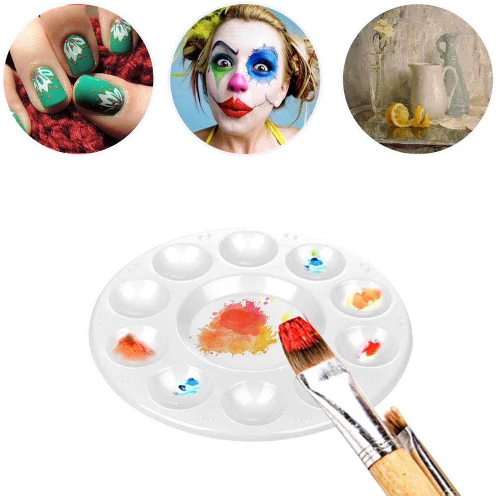 Palette d'aquarellePalette 15Pcs Palettes 10 Trous Plateau de Peinture Rond en Plastique Résistant à la Corrosion Palette de Dessin