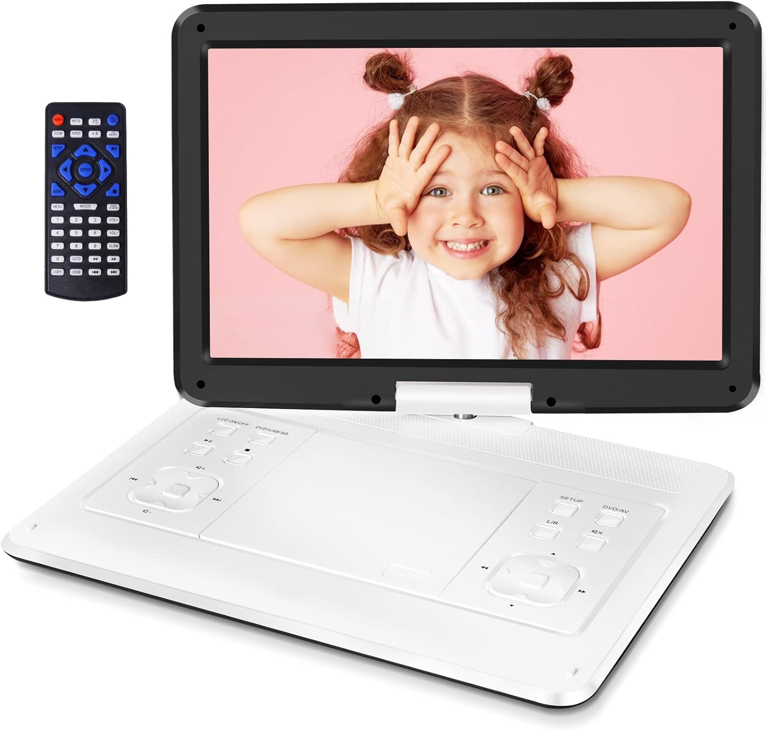 Jekero 16.9 " Portable DVD Player with 14.1" Swivel Screen, 6 Hrs