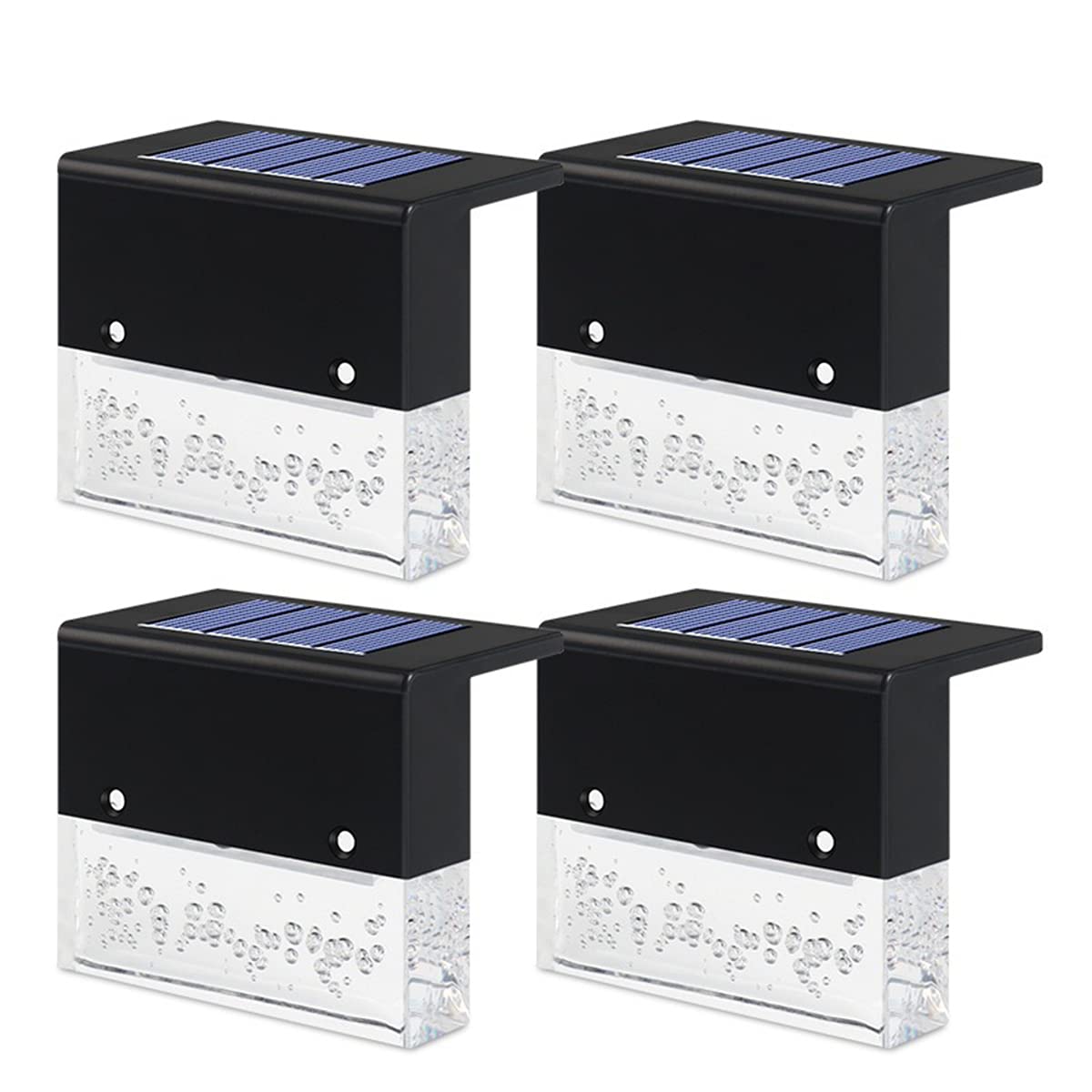 Lampy płotowe solarne na zewnątrz, światła stopniowe RGB, wodoodporne solarne światła do pokładu, lampy ścienne LED do ogrodu na ścieżkę, podwórko, patio, schody, stopnie i płoty, 4 szt