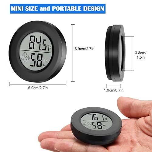 Miniatura 3 de 2 mini termómetro digital para interiores, medidor de higrómetro, medidor de precisión, temperatura ambiente y humedad para humidores de reptiles,