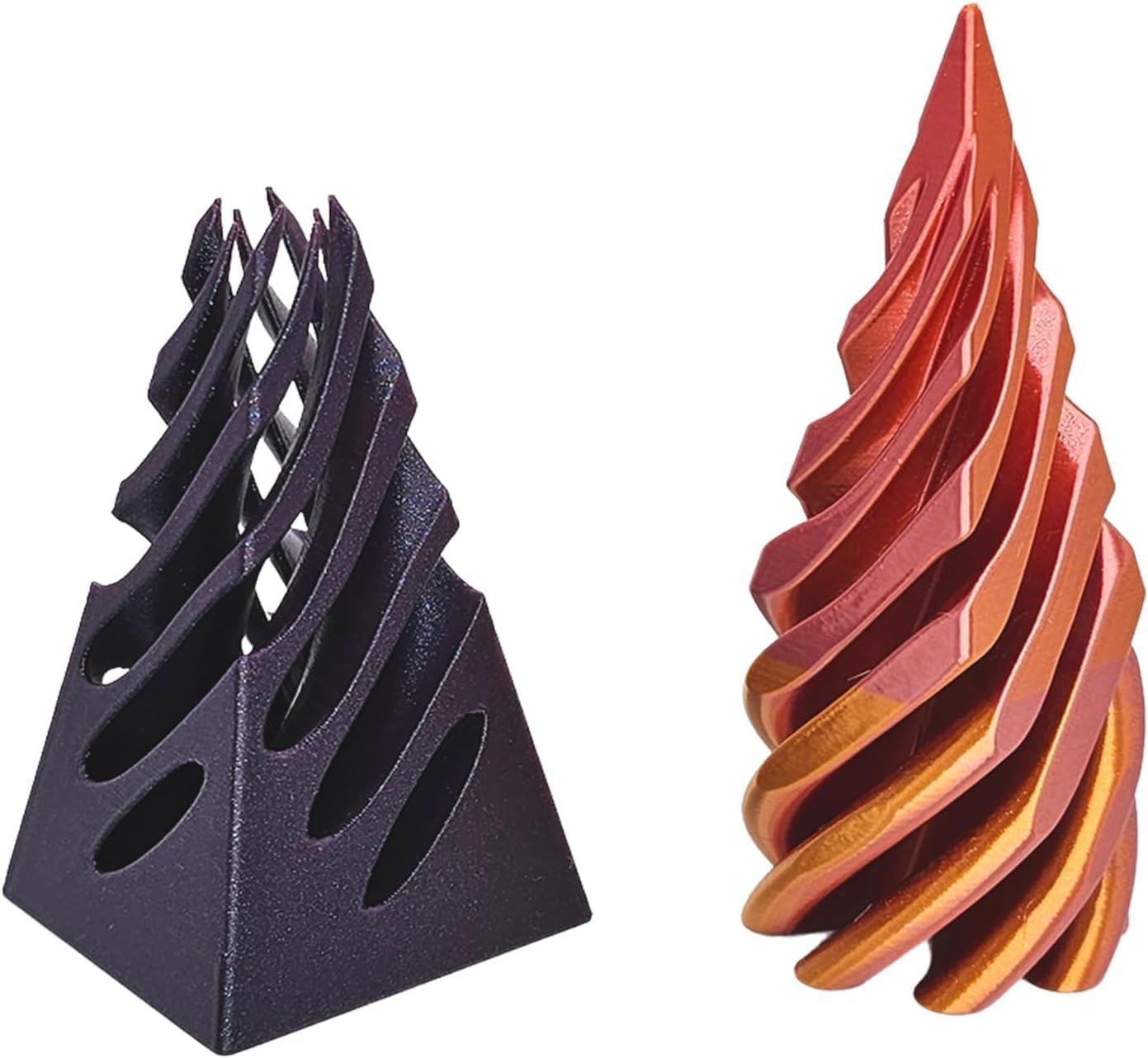 Vordpe Confezione da 2 Impossibili Sculture Passthrough Piramidali, Giocattolo Fidget a Spirale, Giocattolo Fidget Stampato in 3D, per Statua Piramide per la Decorazione del Desktop (Cono + Cilindro
