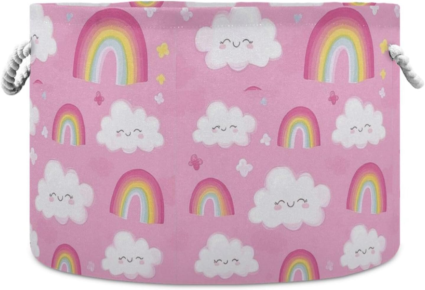 Cartoon Cute White Clouds Rainbow storage basket foldable and waterproof dirty clothes hamper with sturdy handle tubs linen storage bins for laundry room shelf shoe
