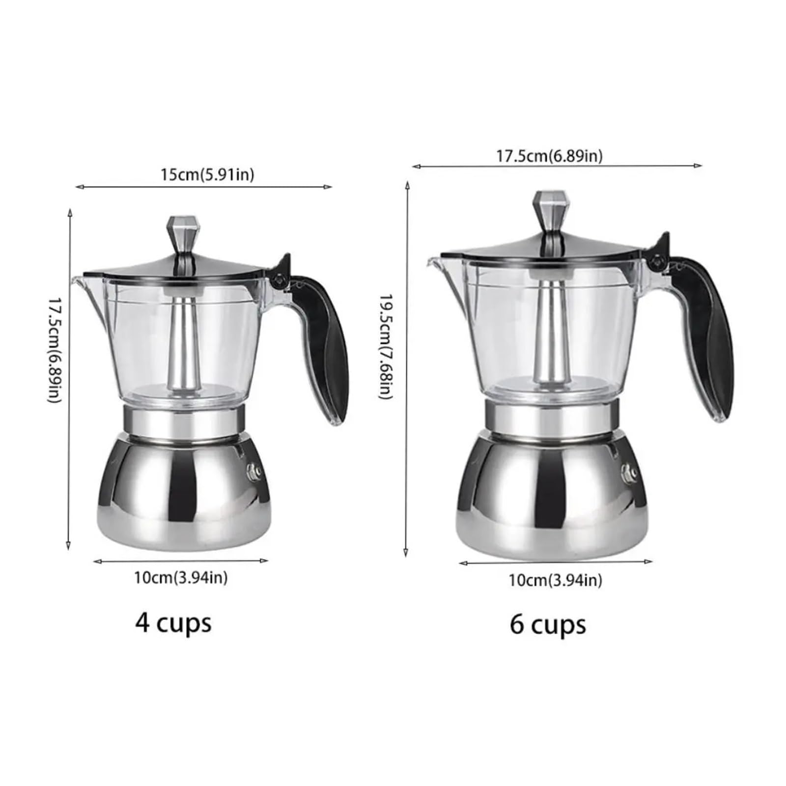 Genérico Cafetera Universal De Acero Inoxidable Moka Pot 4/6 Tazas(6 Cups)