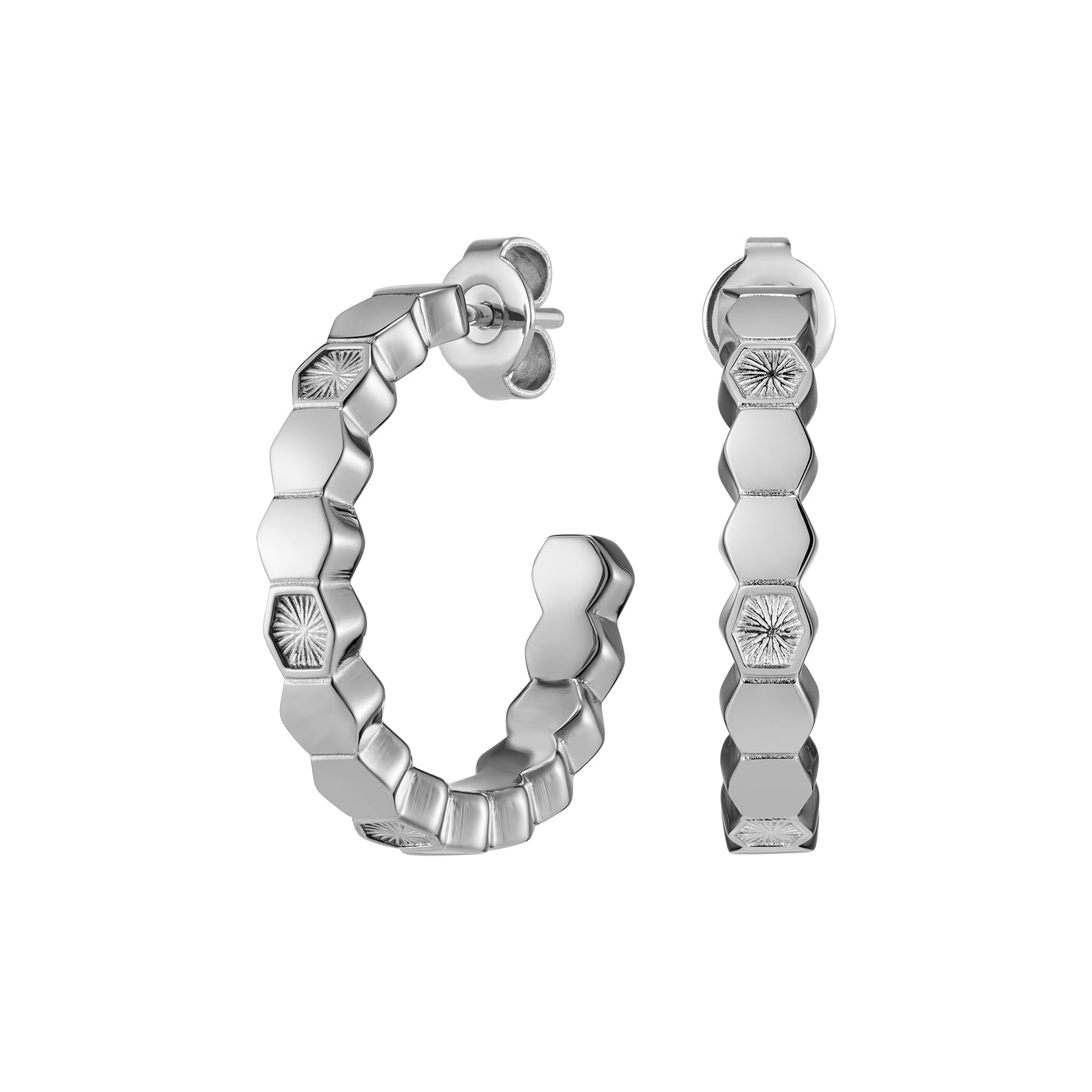 Olivia Burton Women's PETITE HONEYCOMB Collection Hoop Earrings in Stainless Steel with Hexagonal Charms - 24100301