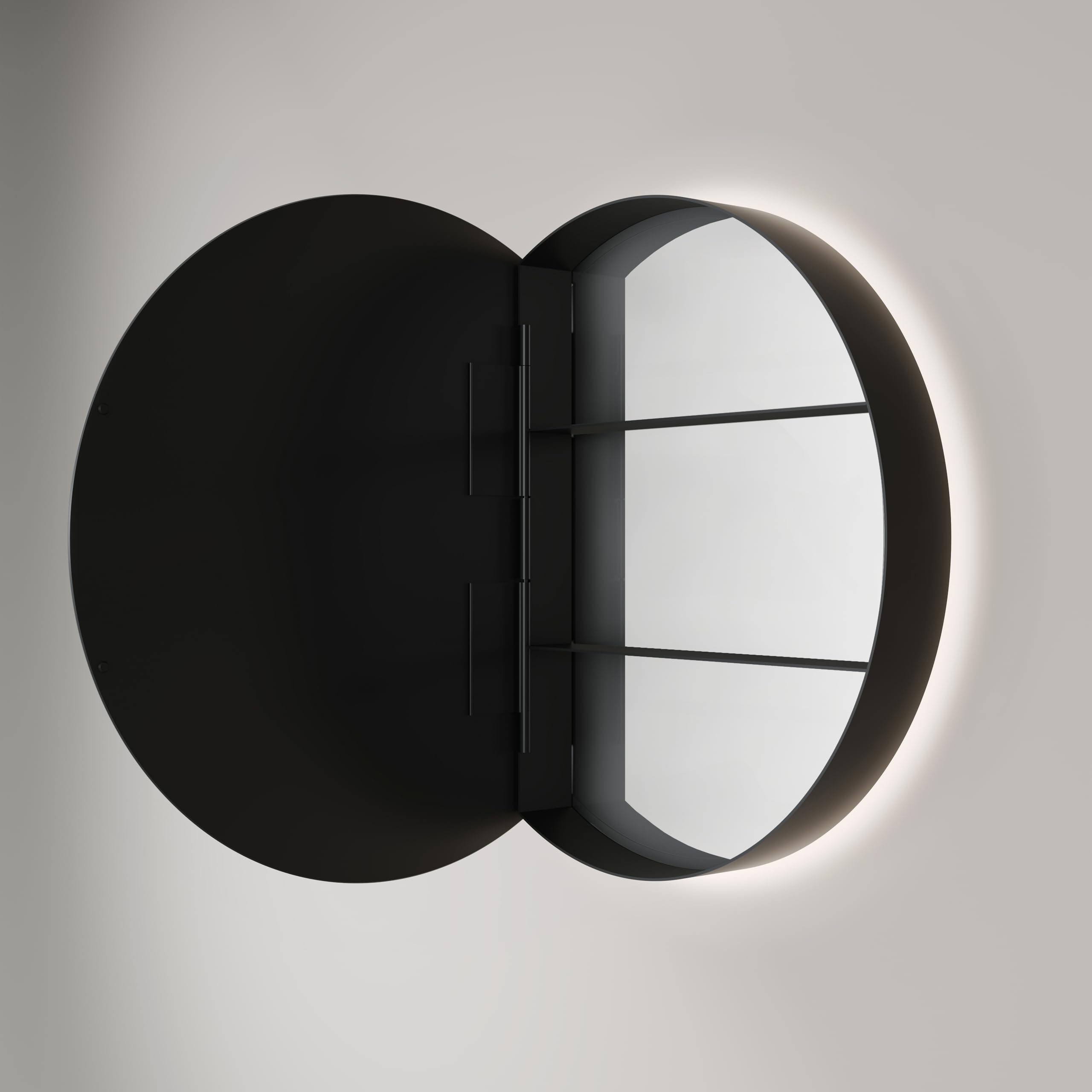 Talos Picasso Style szafka z lustrem, czarna, Ø 60 cm, z wysokiej jakości aluminiowym korpusem, nowoczesny mebel łazienkowy ze zintegrowanym oświetleniem LED, lustro łazienkowe z praktycznym