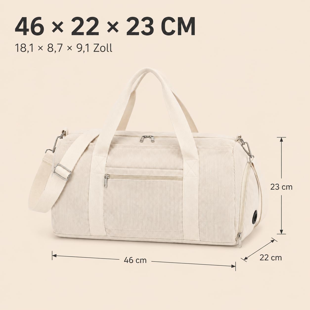 LOIDOU Sporttasche Reisetasche Damen Fitnesstasche mit großem Schuhfach Nassfach Sport Travel Bag Trainingstasche Frauen für Frauen Reisen Fitnessstudio Yoga (Beige)