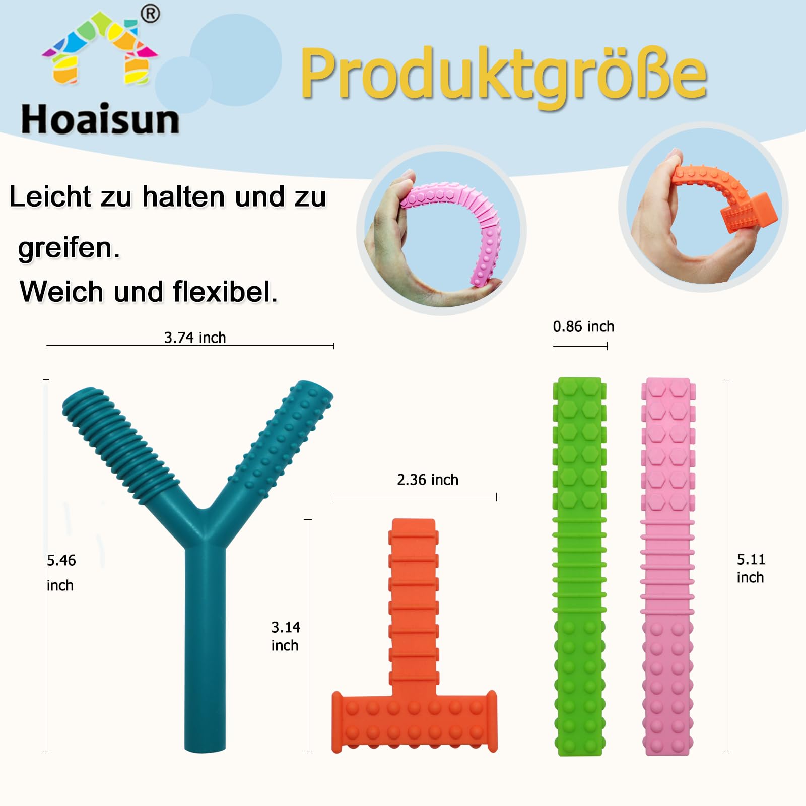 Sensory Chew Tubes for Autistic Kids 4 Pack Silicone Chewy Toys for Children with Autism ADHD, SPD, Biting, Teething Needs - Image 2