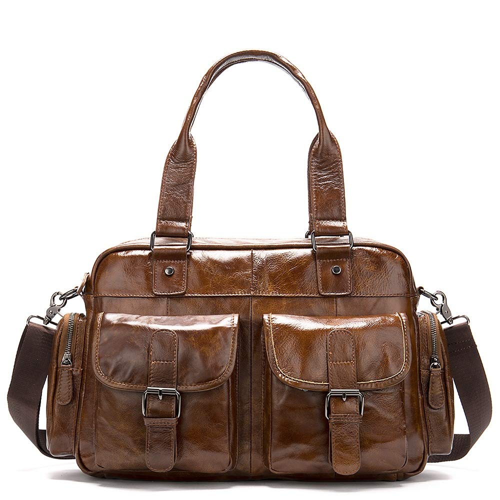 15inch Laptop Briefcase Vintage Leather Travel Duffels Large Capacity Luggage Tote Handbag Overnight Weekender Bag Sports Overnight Gym