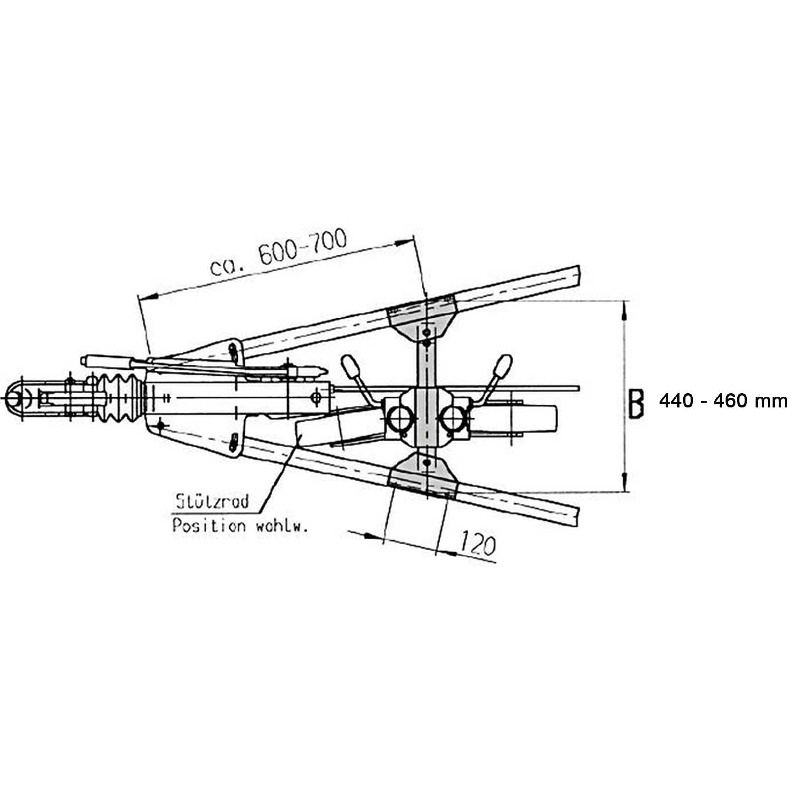 Alko Stützrad Traverse 300kg V-Deichsel 440-460mm Zug-Verbindung Anhänger 3 | 1212992, Stützrad + halter