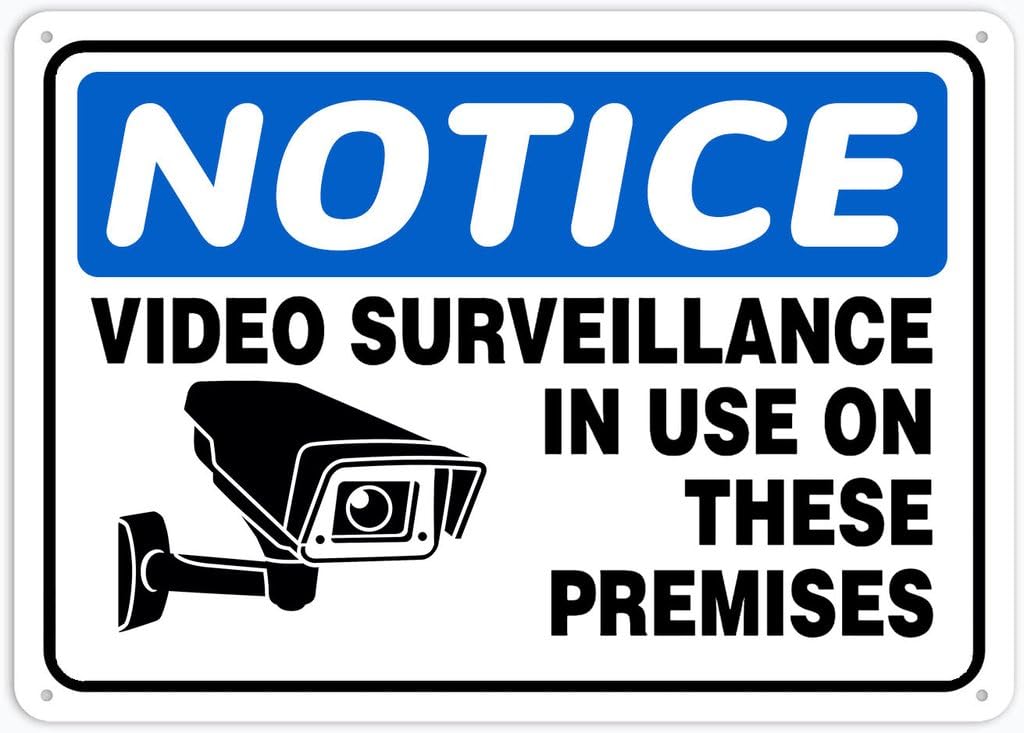 8"x12" Tin Metal Sign - Notice Safety Sign Video Surveillance In Use On These Premises - Outdoor Decor, Road/Street Warning Use