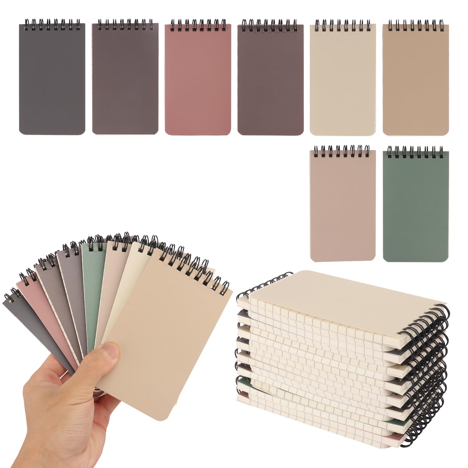 IHDYPPEW Set di 48 quaderni tascabili – Quaderni a spirale perfettamente compatti, 7,6 x 12,7 cm, mini quaderni con qualità premium e portabilità, ideali per lavoro e appunti quotidiani. (8 colori)