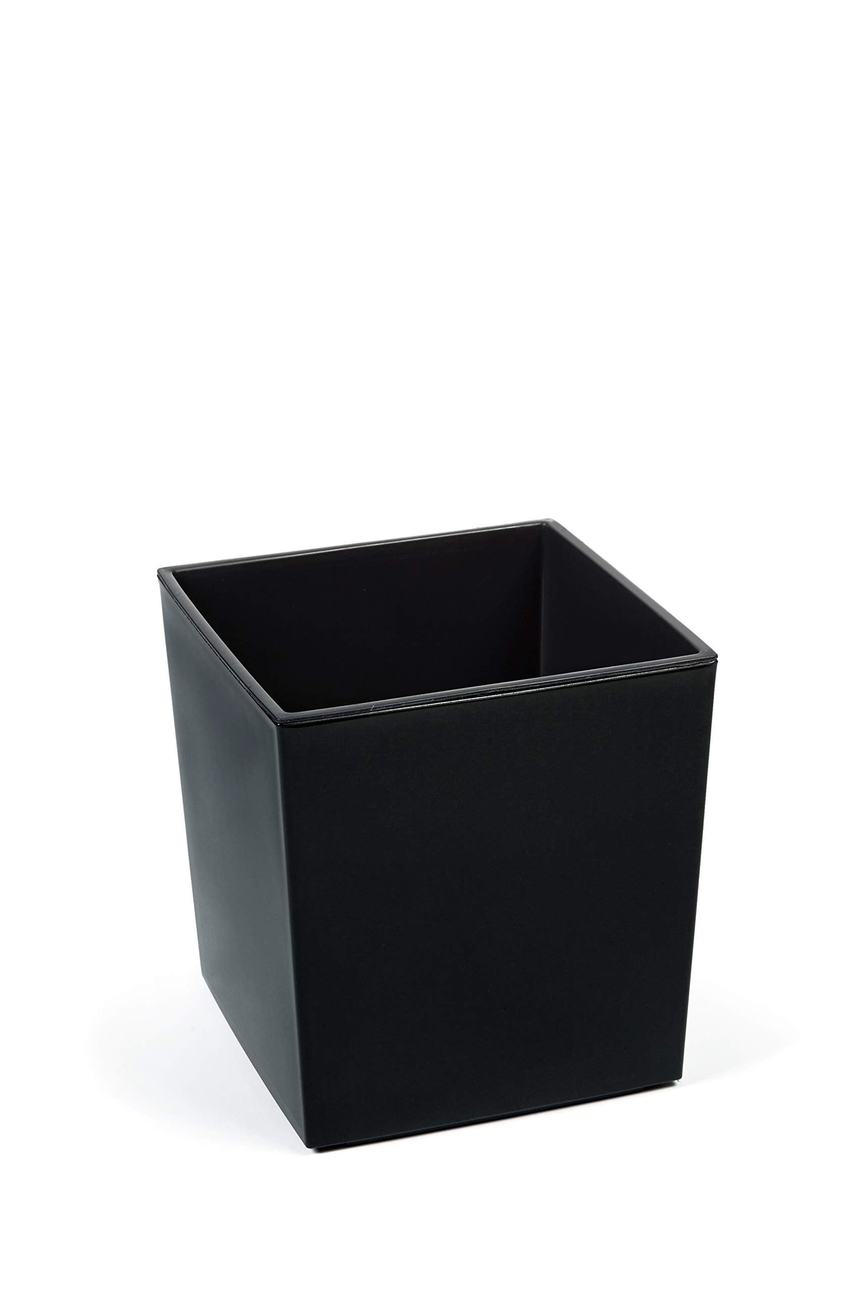 Gordanluk, Low Flowerpot, Square Shiny Gloss Flowerpot with internal liner, indoor plant pot, outdoor plant pots, plastic plant pots (Black, 25 x 25 x 26cm) — image 1