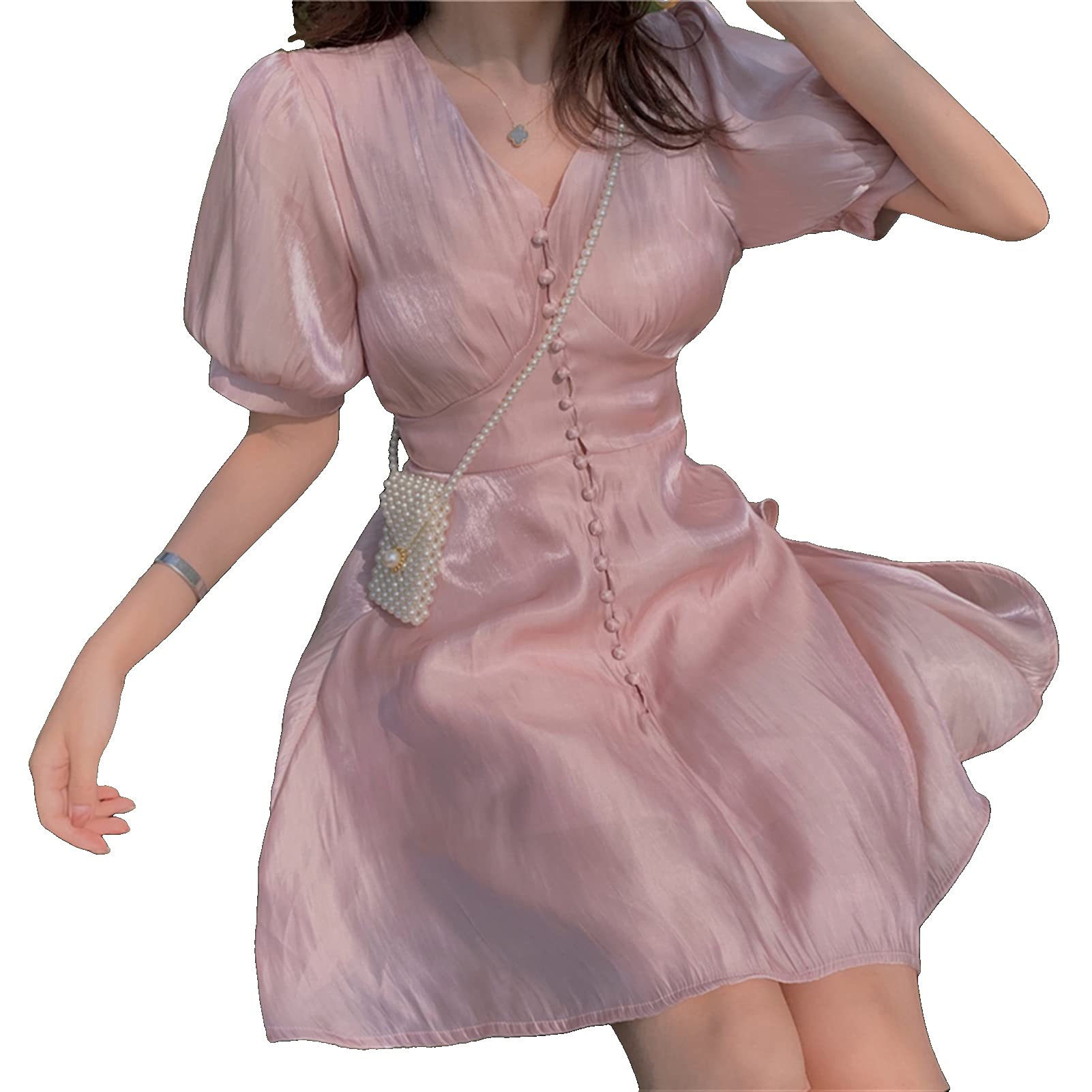 Robe Lolita rose sexy club pour femme fatale en soirée d'été