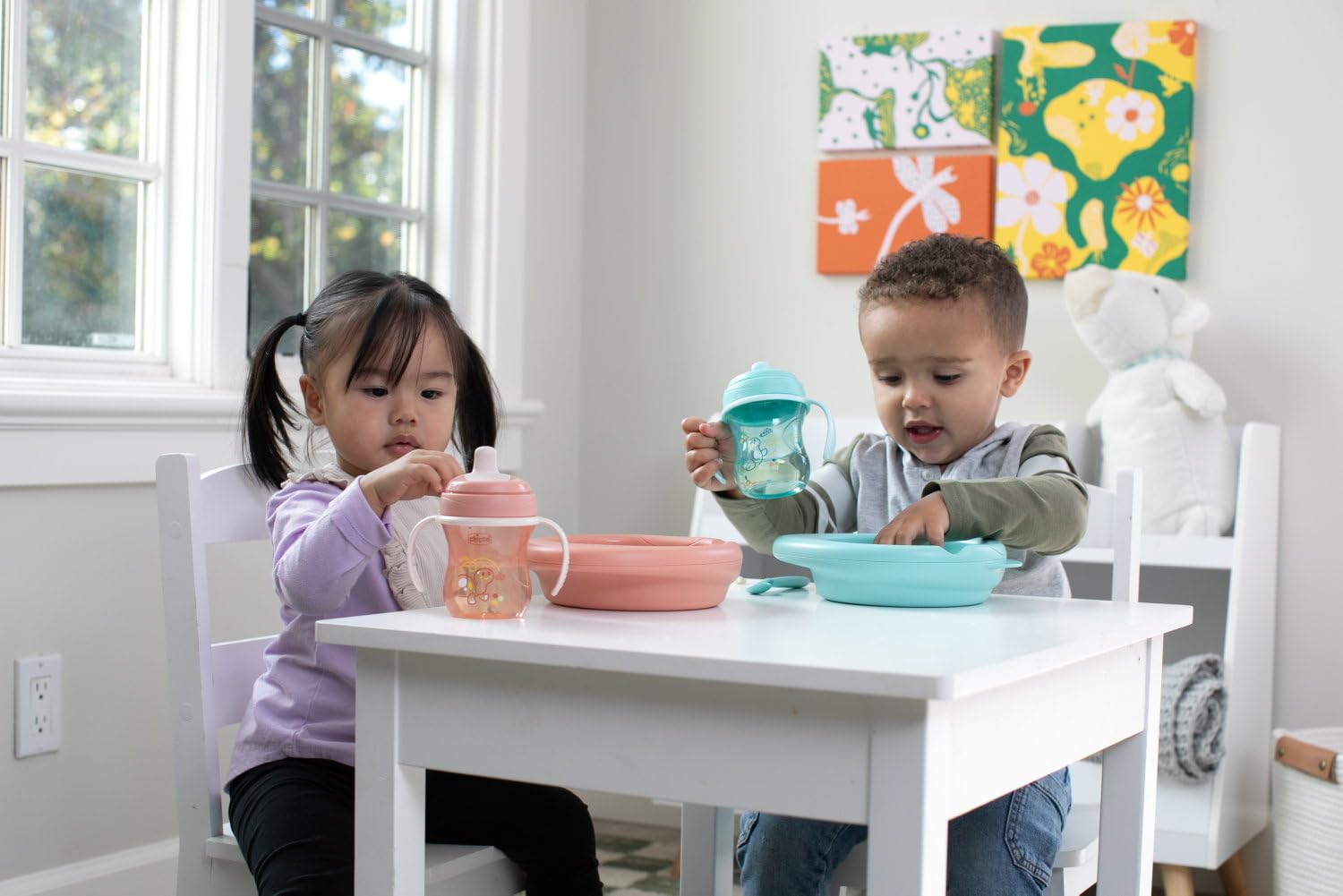 Chicco Training Cup, plastikowe jednokrotne szklane dzieci, jeden kubek do nauki picia, ergonomiczna półmiękka wylewka, zawór i wyjmowane uchwyty, 6 miesięcy +, bez BPA, różowy