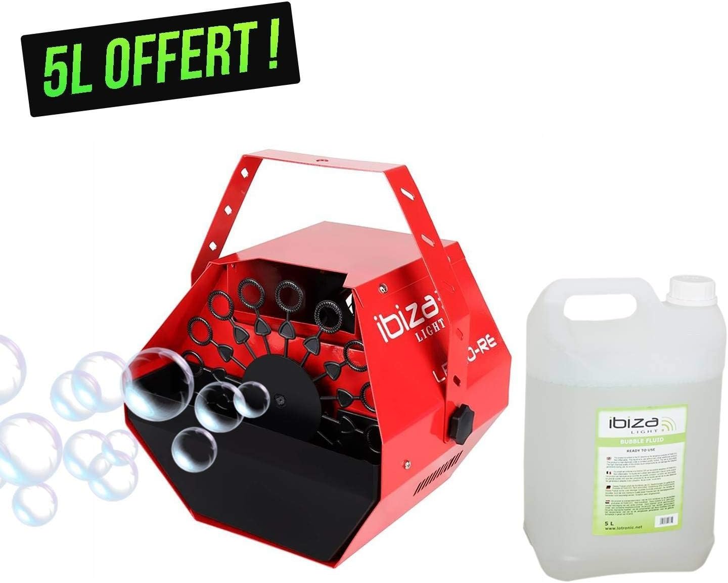 Ibiza Red Bubble Machine 25 W Light + Clamp Mount + 5 Litre Liquid