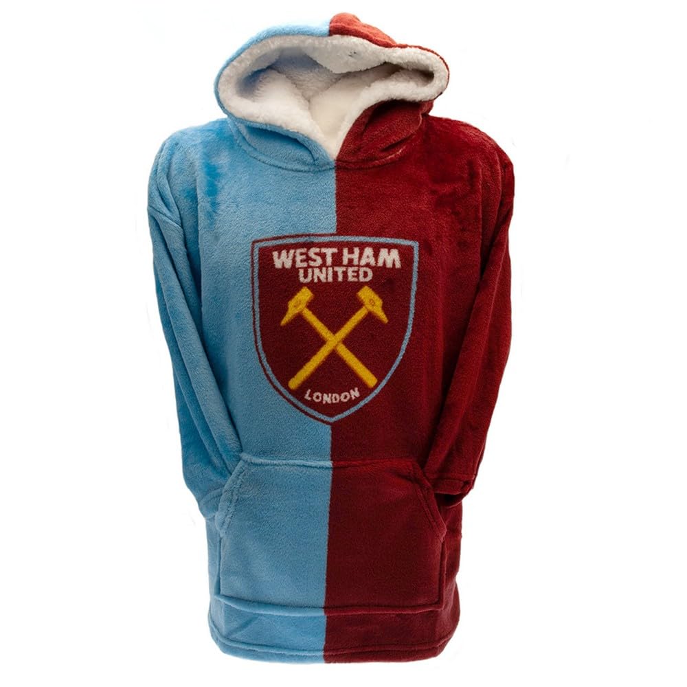 West Ham United FC Childrens/Kids Hoodie Blanket (One Size) (Claret Red/Sky Blue)