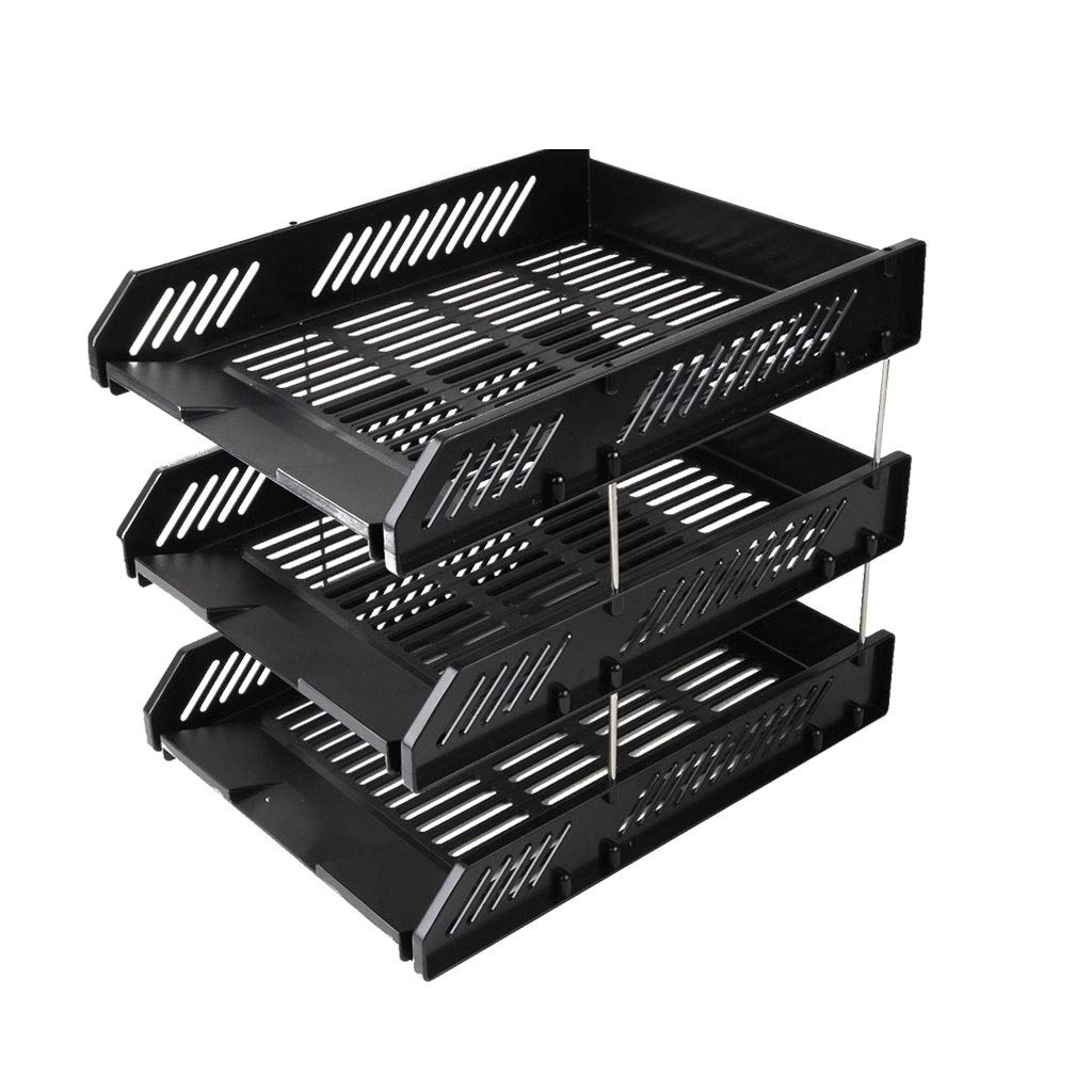 Bandeja organizadora de escritorio, estante de archivos de rejilla de plástico, unidad de almacenamiento de datos de 2 piezas para suministros de oficina, organizador de archivos de estantería