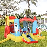 VIELFÄLTIGE ZUSAMMENSETZUNG: Es besteht aus 1 Trampolin, 2 Rutschen, 1 Kletterwand und 1 Pool, die Ihren Kindern mehr Spaß bieten. Sie konnten es genießen, mit ihren guten Freunden in diesem fröhlichen Schloss zu springen, zu rutschen und zu spielen.