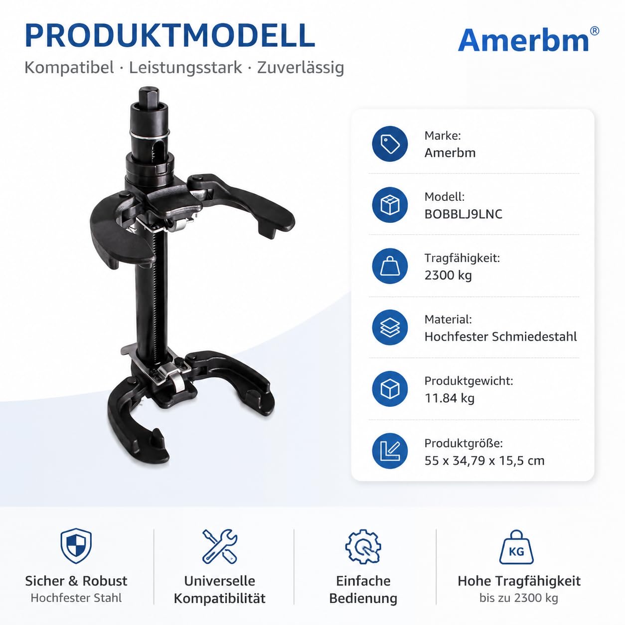 Profi McPherson Federspanner 2300kg – Universal Federbeinspanner Set für KFZ Stoßdämpfer & Fahrwerk – Sicher für Schraubstock – Kompatibel mit BMW, VW, Mercedes W211 W447