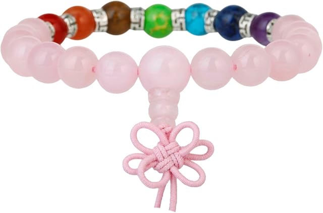 KYEYGWO Mala Prayer Beads Bracelet for Woman, Semi Precious Healing Crystal Round Stretch Bracelets
