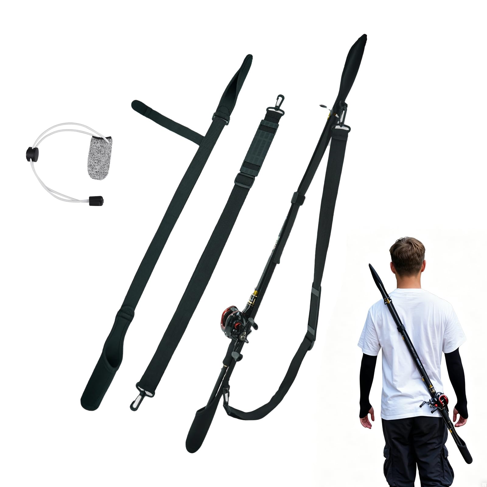 Verstellbarer Neopren-Rutenschutz mit Gurt für Kunststoffangler – Rutenhalter mit Klettverschluss (80-130 cm) – Schutzhülle zum sicheren Tragen von Angelruten