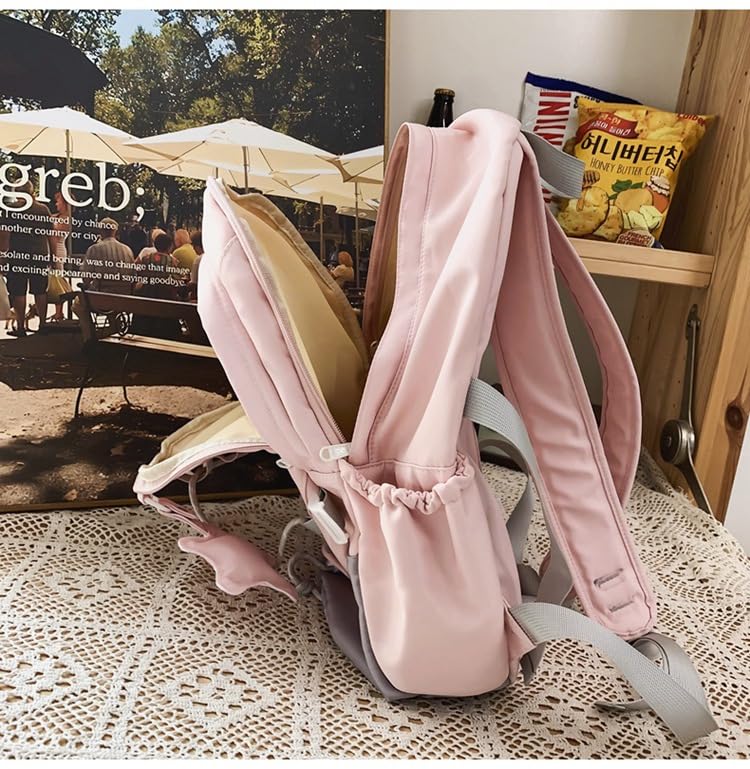Kawaii Y2K Backpack for Women Men, Cute Large Capacity Durable Daypack Bookbag Laptop Shoulder Bag Daily Use Bags (pink colour)3