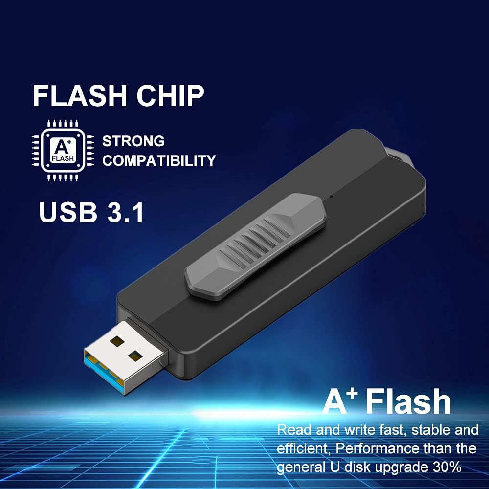 Aiibe Flash Drive 128GB USB 3.0/USB 3.1 Thumb Drive High Speed 128 GB USB Flash Drive Memory Stick USB Drive 128GB Speeds Up to 370MB/s - Black