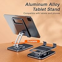 Vista 2 de Soporte para tablet para escritorio, soporte giratorio y plegable para iPad, soporte estable de aluminio para tableta, compatible con tabletas