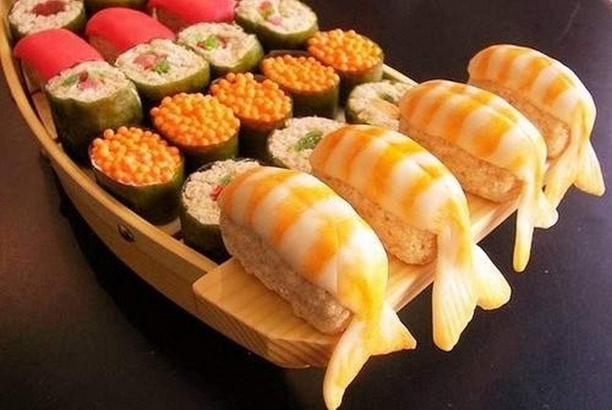 JapanBargain, Plato de madera para servir sushi en barco, plato japonés para servir sashimi, bandeja de fiesta, plato de comida para restaurante o uso doméstico, 13 pulgadas
