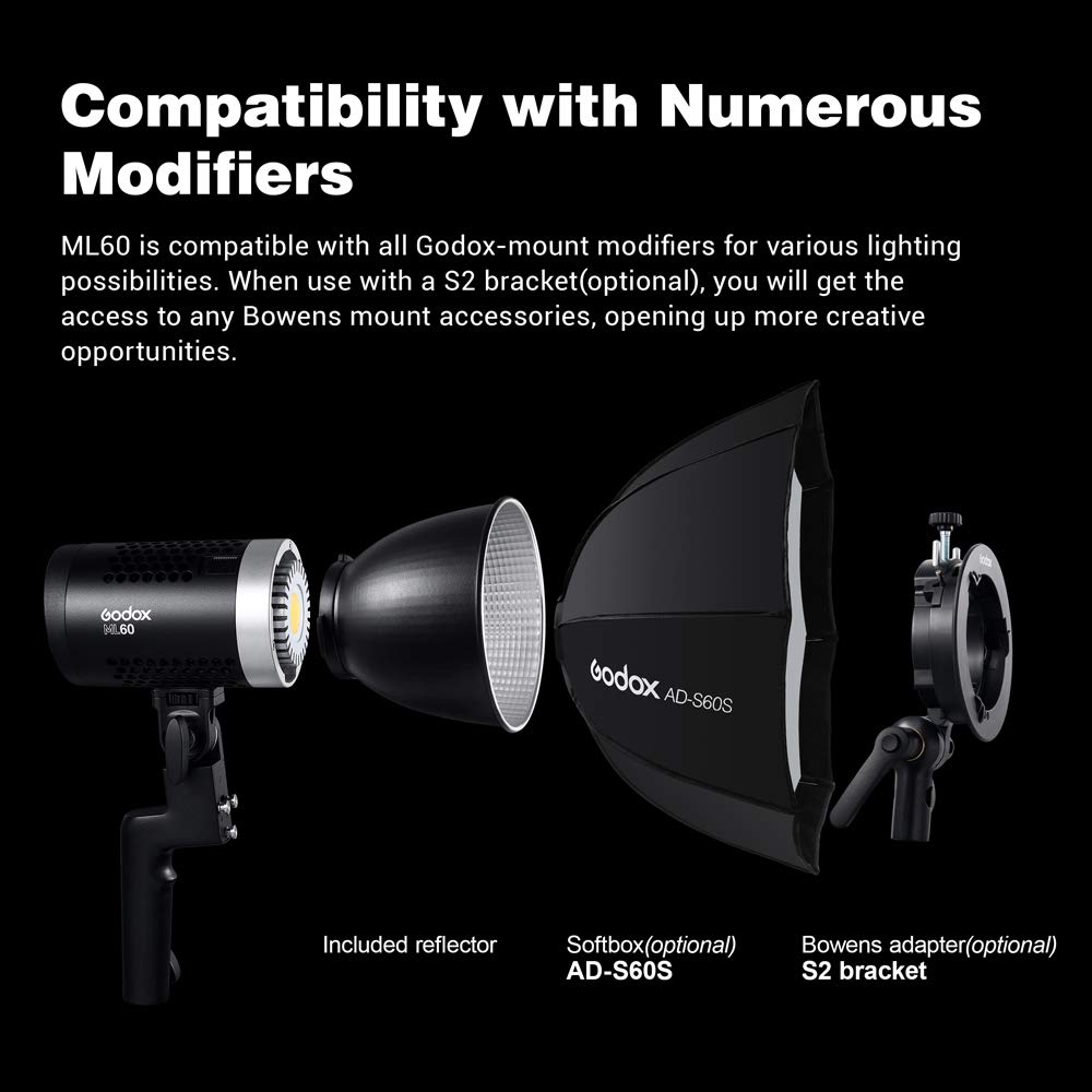 ビデオカメラ GODOX ML60 GODOX 軽量・コンパクトの バイカラーLEDビデオライト「ML60 II