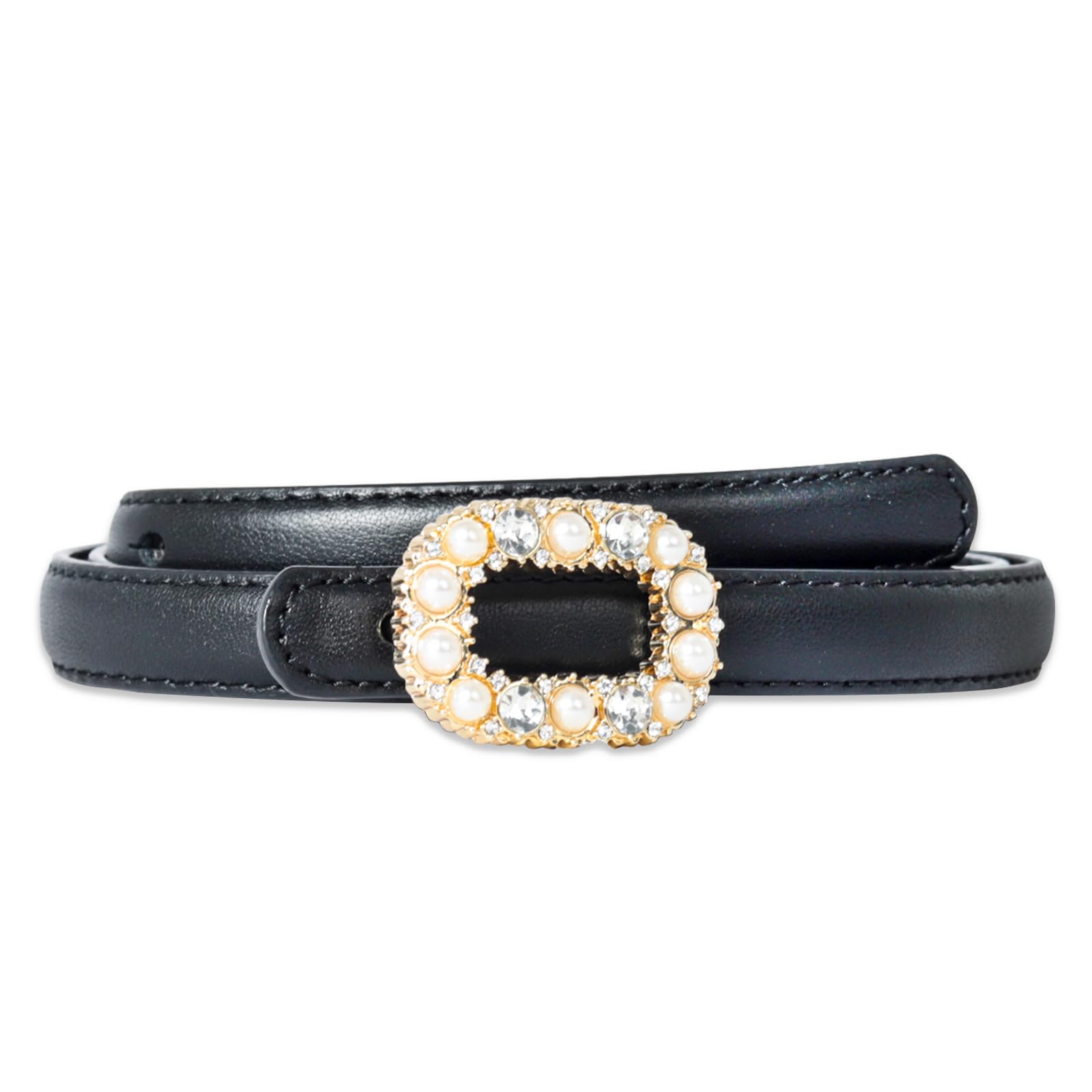 Women's Fashion Classic Metal Buckle Leather Belt with Jeans Dress