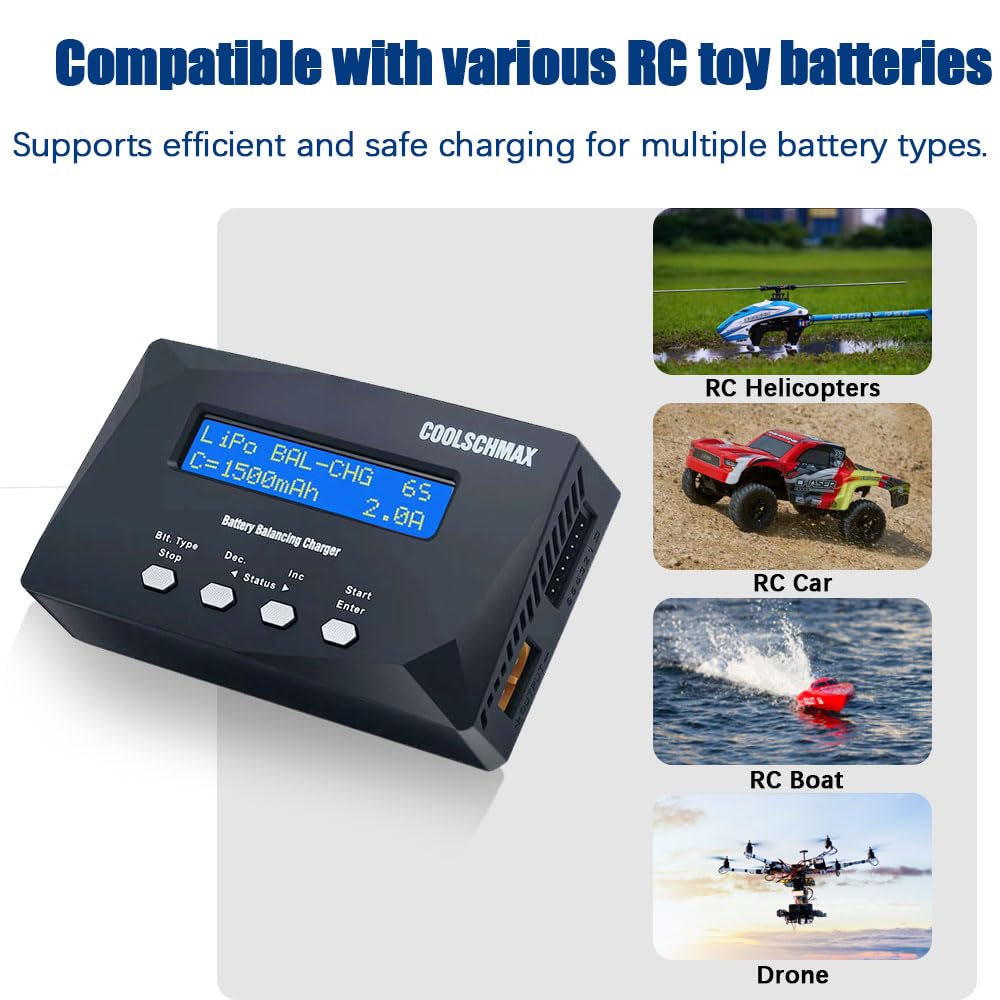 Balance Battery XT60 - Cargador descargador, medidor de resistencia para 1-6S LiPo, LiFePO4, Li-ion, LiHv, 1-15S NiMH, NiCd, 1-10S Pb, para drone RC Car